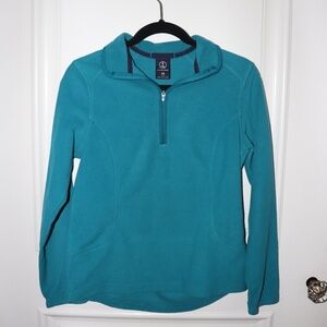 Lands’ End Teal Fleece Pullover | Warm Outdoor Quarter-Zip